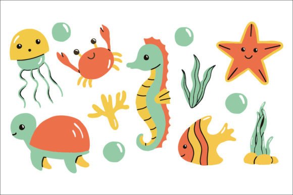 10 Sea Creature Illustrations: A Versatile Set of Underwater Graphics