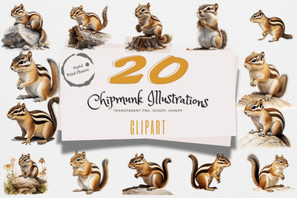 20 Cute Chipmunk PNG Illustrations for Your Projects