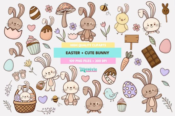 Adorable Easter Bunny Clipart: 109 PNGs for Spring Projects