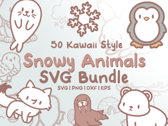 Adorable Winter Designs with Snowy Animals SVG