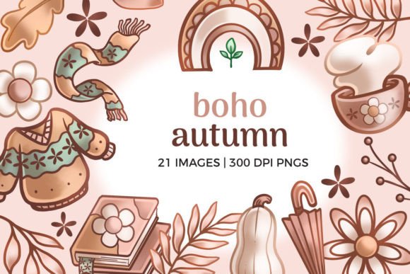 Boho Fall Clipart: 21 Warm Design Assets for Autumn Projects