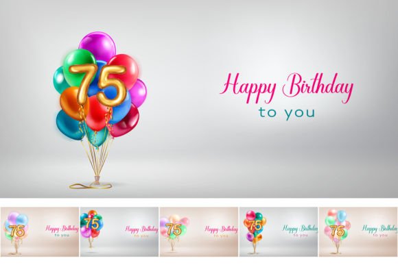 Celebrate 75 Years: Festive Birthday Illustrations for Milestone Projects