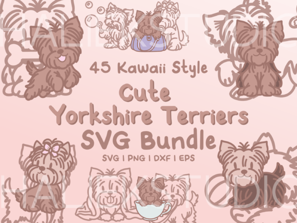 Charming Yorkshire Terrier SVG Illustrations for Your Projects