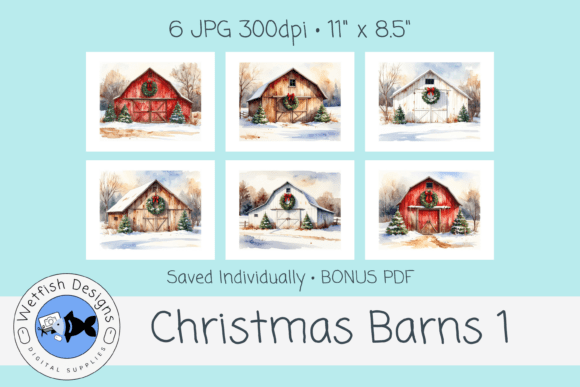 Christmas Barn Illustrations 1: Rustic Holiday Charm