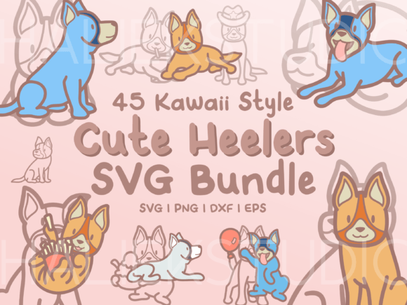 Cute Heelers SVG Illustrations for Creative Projects