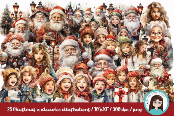 Enchanting Watercolor Christmas Illustrations for Festive Projects
