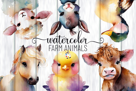 Farm Animals - Watercolor Illustrations: A Creative Asset