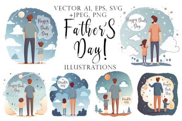 Father Day Vector Illustrations: A Hand-Drawn Collection for Crafting