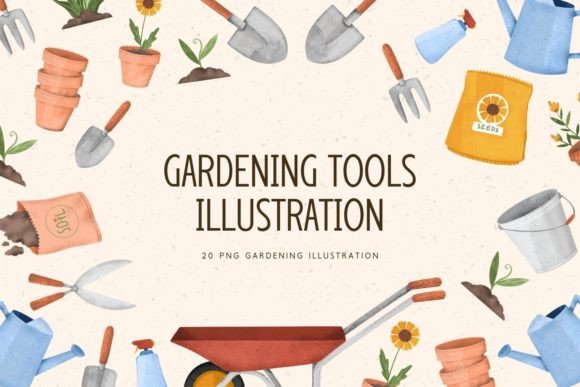 Rooted in Charm: Using Gardening Tools Illustrations