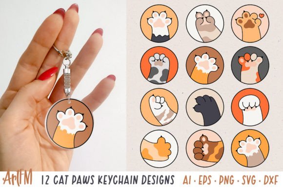 Unleashing Creative Potential with Cat Paw Round Vector Illustrations